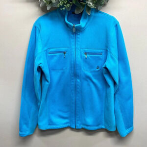 Izod Yoga Full Zip Fleece Jacket Aqua Blue M